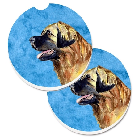 Carolines Treasures Blue Leonberger Set of 2 Cup Holder Car Coaster LH9393BUCARC